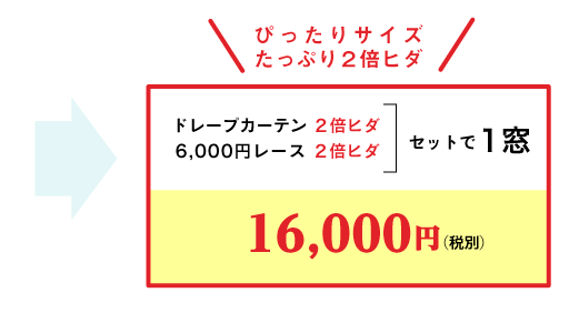 2倍ヒダ (210cm×240cmまで)セット例